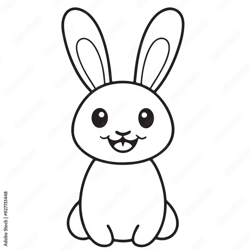 Obraz premium Adobe IlluCute kawaii bunny and baby cartoon character coloring page vector illustration. Pet animal, mothers day colouring page for kidsstrator Artwork.