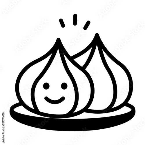 A doodle style icon of dumplings 