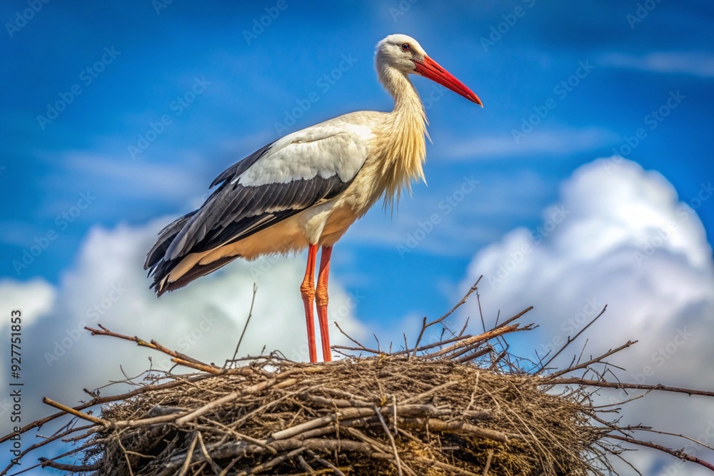 Fototapeta premium white stork in the nest
