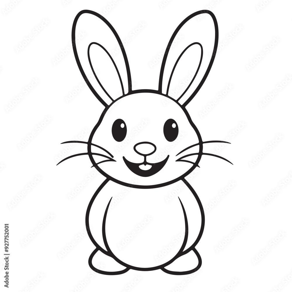 Obraz premium Adobe IlluCute kawaii bunny and baby cartoon character coloring page vector illustration. Pet animal, mothers day colouring page for kidsstrator Artwork.