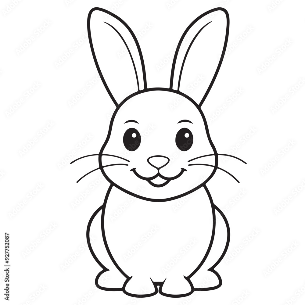 Fototapeta premium Adobe IlluCute kawaii bunny and baby cartoon character coloring page vector illustration. Pet animal, mothers day colouring page for kidsstrator Artwork.