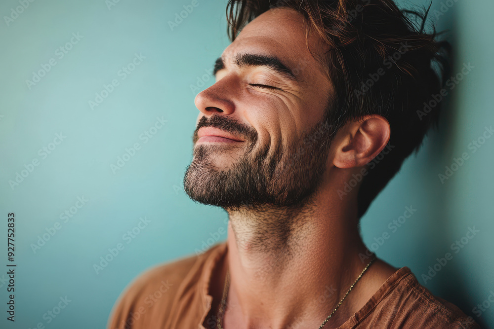 A close up of a man's face with her eyes closed A close up of a man's face with her eyes closed
