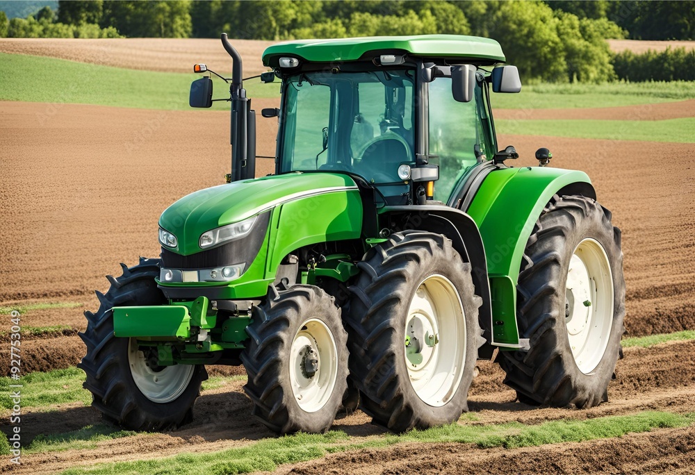 Isolated on white, this green agricultural tractor exemplifies modern farming technology, ideal for efficient fieldwork and sustainable agriculture Isolated on white, this green agricultural tractor exemplifies modern farming technology, ideal for efficient fieldwork and sustainable agriculture