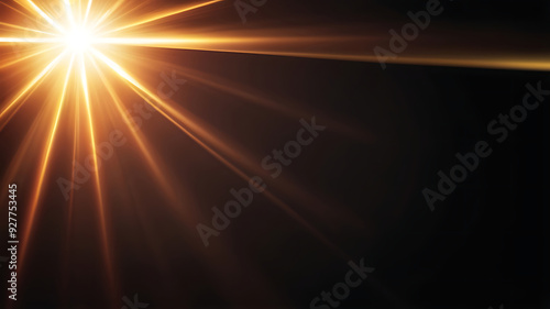 Flare light, effects sunlight, lens flare, light leaks, warm sun rays light effects, overlays or golden flare isolated on black background. effect, sunlight, ray, glow, bright, shine, sun. ai