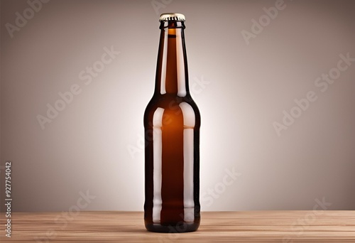 Glass brown bottle with beer, isolated on white, showcases refreshing beverage, ideal for casual gatherings, parties, and enjoyment