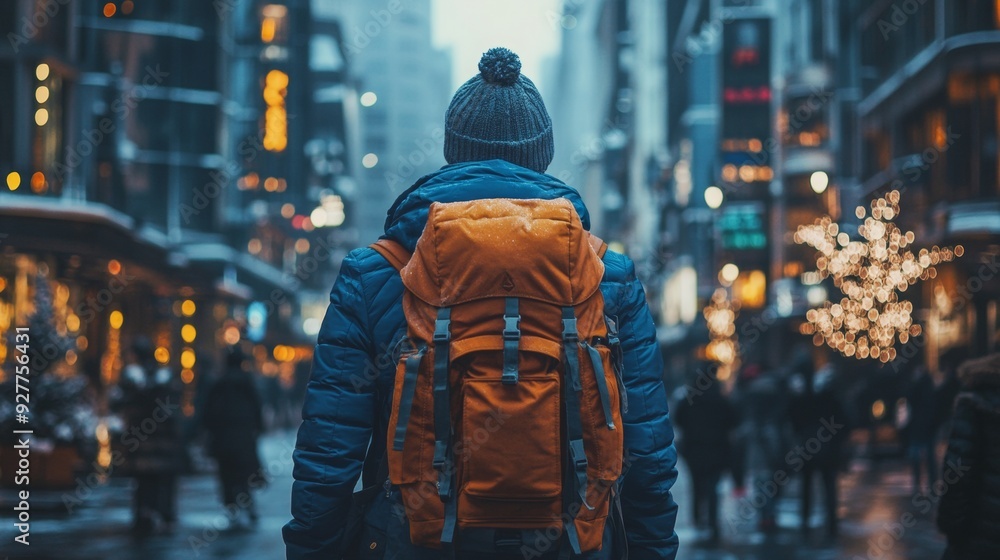A traveling digital nomad works on the go with a laptop, walking around the city and its outskirts. A traveling digital nomad works on the go with a laptop, walking around the city and its outskirts.