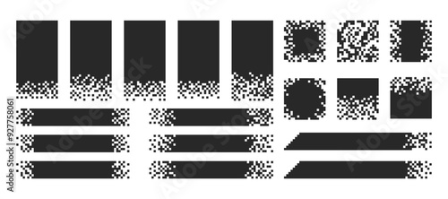 Abstract pixel title, header and text box. Layout with mosaic edges