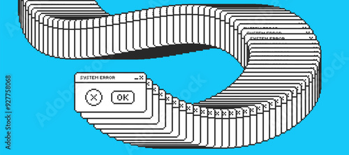 System message screen in pixel art style. Virus popup.