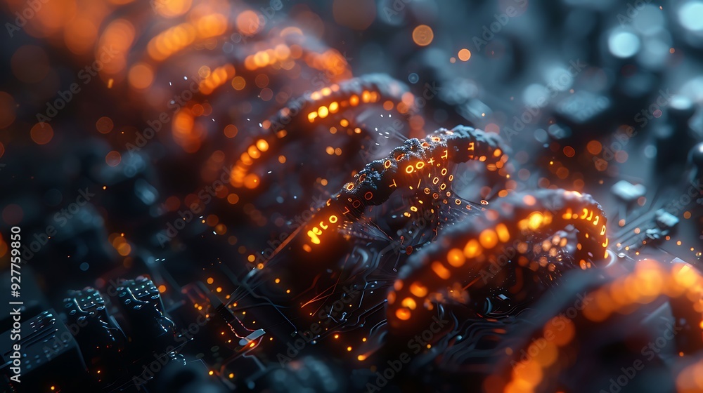 A surreal image of a CPU core intertwined with binary DNA, representing life and technology merging, double exposure style, white background, glowing DNA strands and intricate digital circuits, A surreal image of a CPU core intertwined with binary DNA, representing life and technology merging, double exposure style, white background, glowing DNA strands and intricate digital circuits,