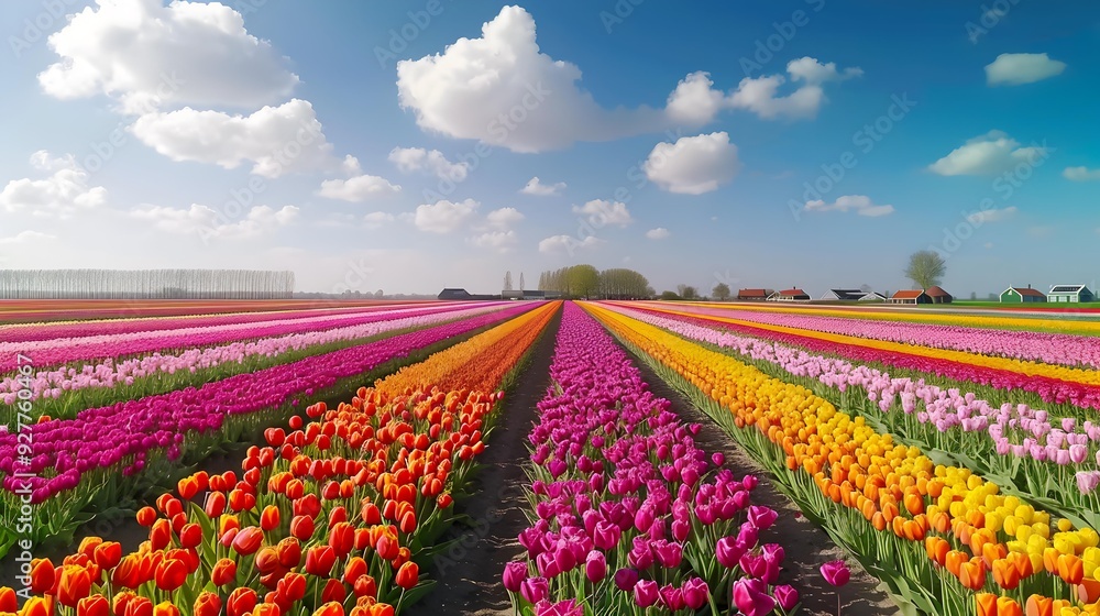 Expanse impressive flower fields with endless rows Expanse impressive flower fields with endless rows