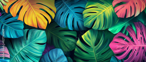 Vector of Colourful Tropical Leaves