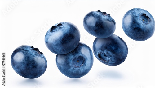 Blueberry in the air, isolated on white background