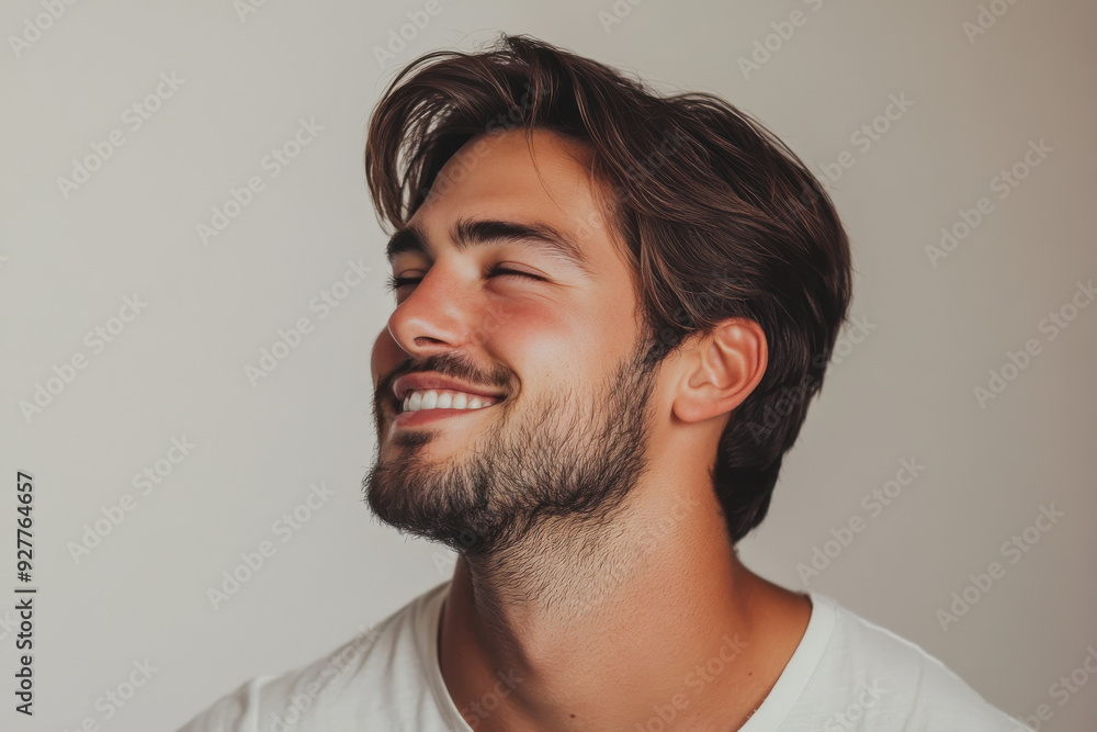 Obraz premium A close up of a man's face with her eyes closed