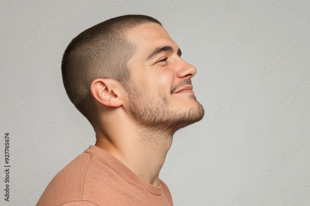 Obraz premium A close up of a man's face with her eyes closed