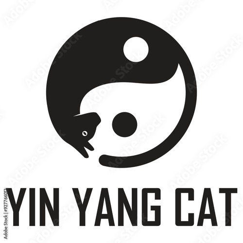 yin yang cat minimalist logo design