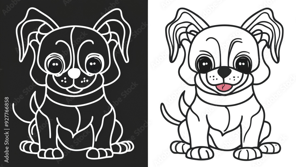 Coloring page, cute dog Coloring page, cute dog