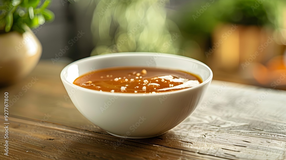 Caramel sauce with sugar and cream served Caramel sauce with sugar and cream served