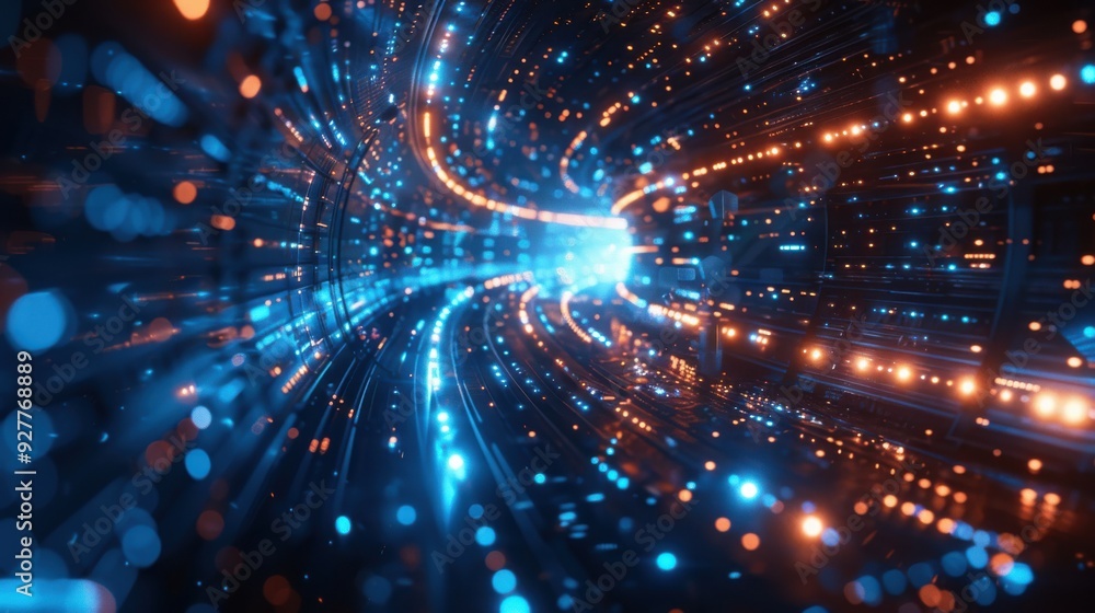 An 8K, high-brightness 3D illustration of a big data HUD display, with interconnected nodes and data streams glowing in blue and silver. The abstract, futuristic design is enhanced by edge lighting An 8K, high-brightness 3D illustration of a big data HUD display, with interconnected nodes and data streams glowing in blue and silver. The abstract, futuristic design is enhanced by edge lighting