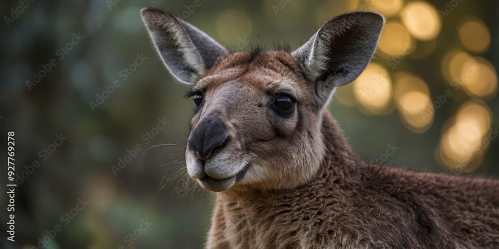 Fototapeta premium Kangaroo Close Up the Intriguing Gaze of Nature's Marvel.