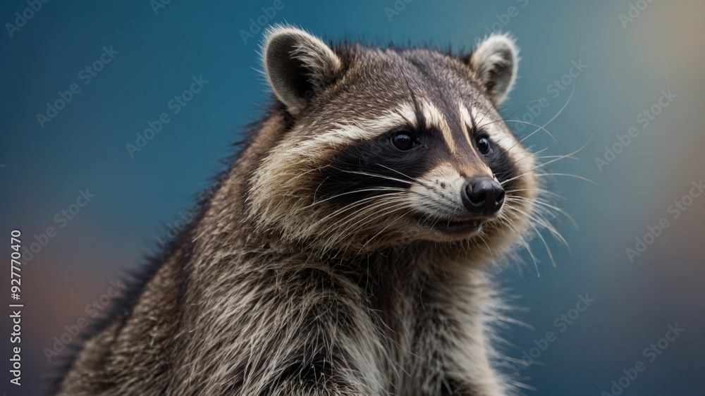 Raccoon giving a thumbs up with blue background, positive gesture concept. Raccoon giving a thumbs up with blue background, positive gesture concept.