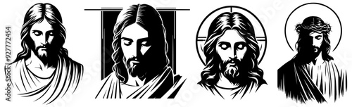 Jesus Christ black vector laser cutting and engraving
