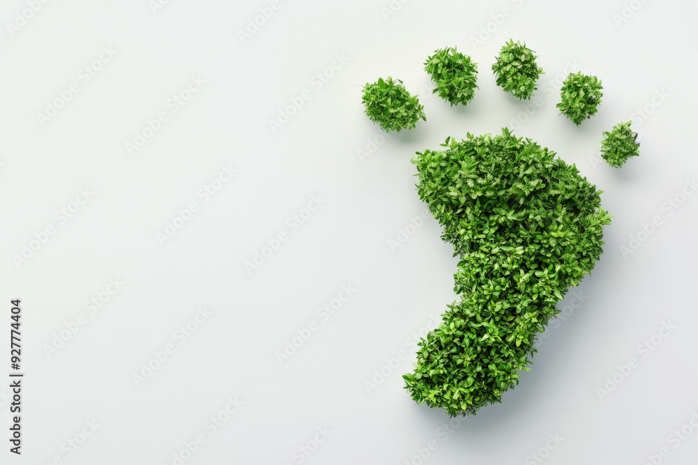 Green footprint made of plants growing on white background is representing the concept of carbon footprint Green footprint made of plants growing on white background is representing the concept of carbon footprint