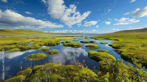 Tundra majestic plains stretching to the horizon photo