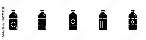 Plastic Bottle line icon set shape collection, thin line design vector illustration, on white background.