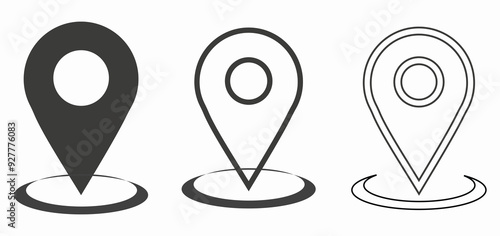  Set of red map pin icons. Design can use for web and mobile app.