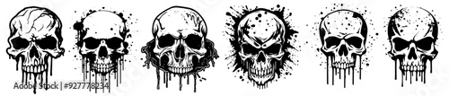 collection of dripping skull illustrations in bold style