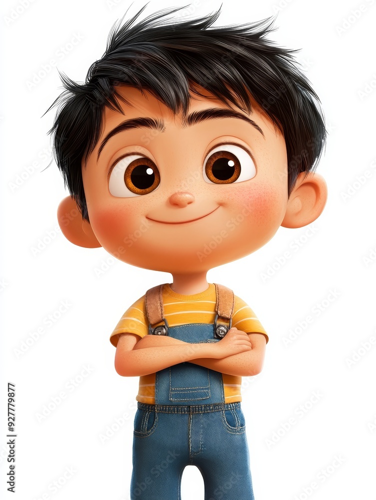 Smiling Cartoon Boy with Crossed Arms Smiling Cartoon Boy with Crossed Arms