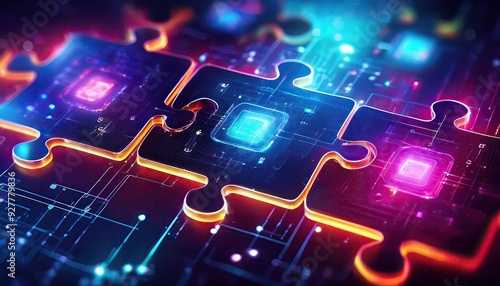 An abstract, tech-infused background with interconnected puzzle pieces, representing the integration of APIs and the smooth flow of digital connectivity.