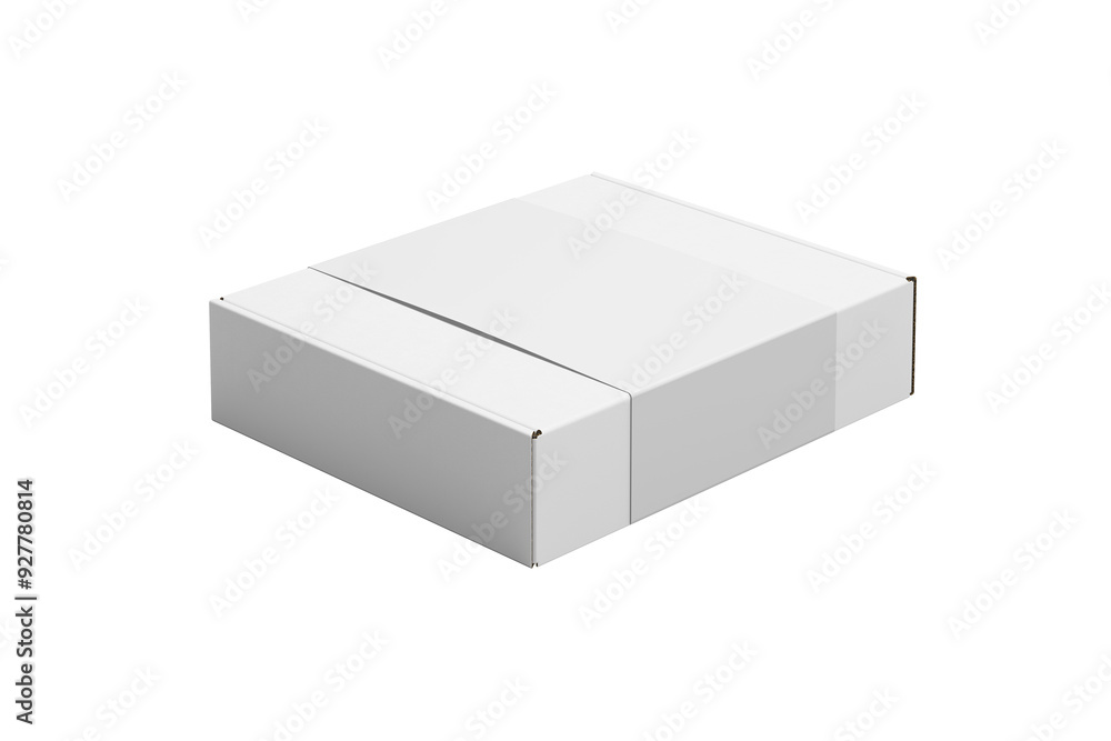 White paper kraft cardboard box made from recyled paper open and isolated on white background, 3D illustration, 3D rendering