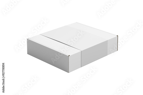 White paper kraft cardboard box made from recyled paper open and isolated on white background, 3D illustration, 3D rendering