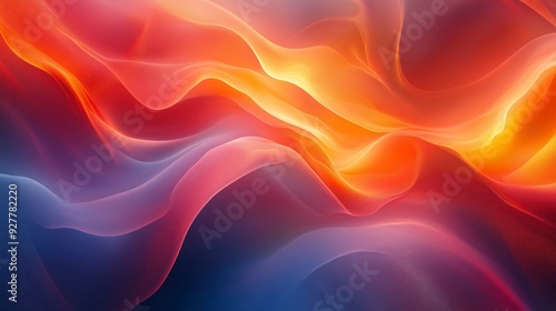 Abstract background with flowing waves of red, orange, and blue light.