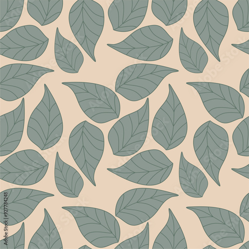 Seamless print pattern wallpaper background with leaves vector illustration botanic nature texture for paper, textile etc