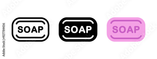 Soap bar icon. Hygiene care symbol. Pink soap vector illustration. Bathe sign. Bathroom pictogram. Clean body concept.