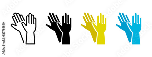 Medical or cleaning gloves icon. Sterile latex gloves vector illustration. Pair of protective surgical rubber gloves symbol. Wiping equipment sign.