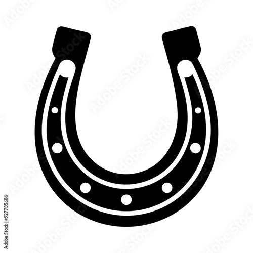 Black silhouette horseshoe icon and vector illustration isolated on white