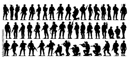 soldiers icons black silhouettes vector shapes