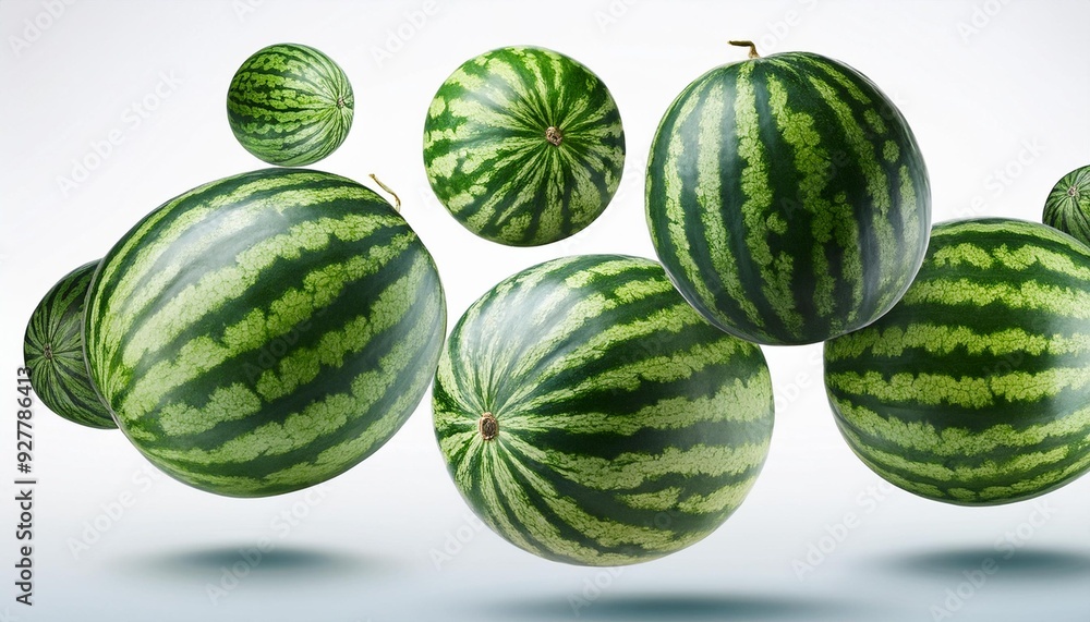 Water Melon floating in the air, isolated on white background Water Melon floating in the air, isolated on white background