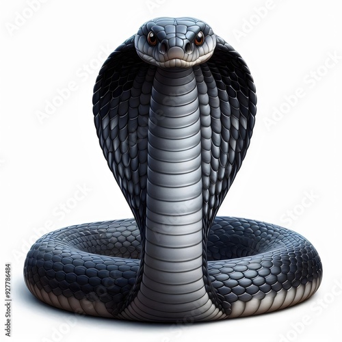 Black cobra snake isolated on white background