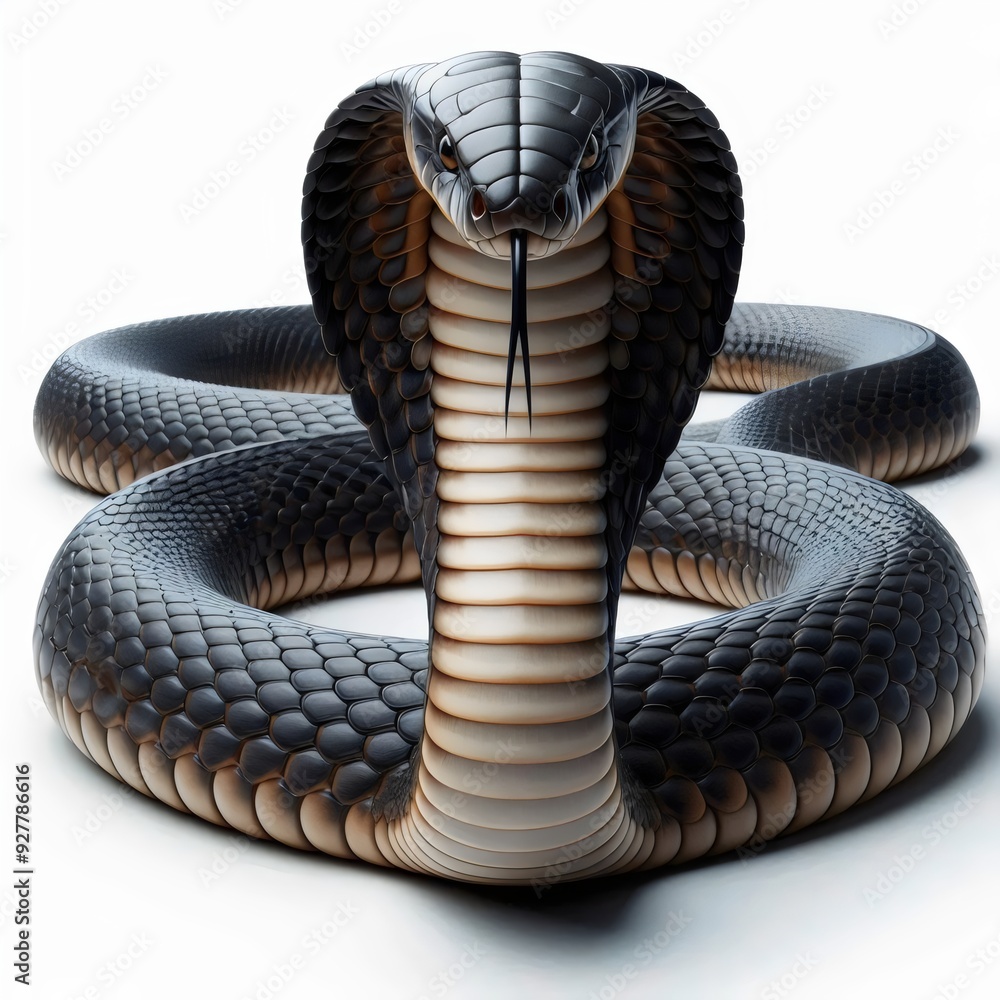 Fototapeta premium Cobra isolated on white background, close up view