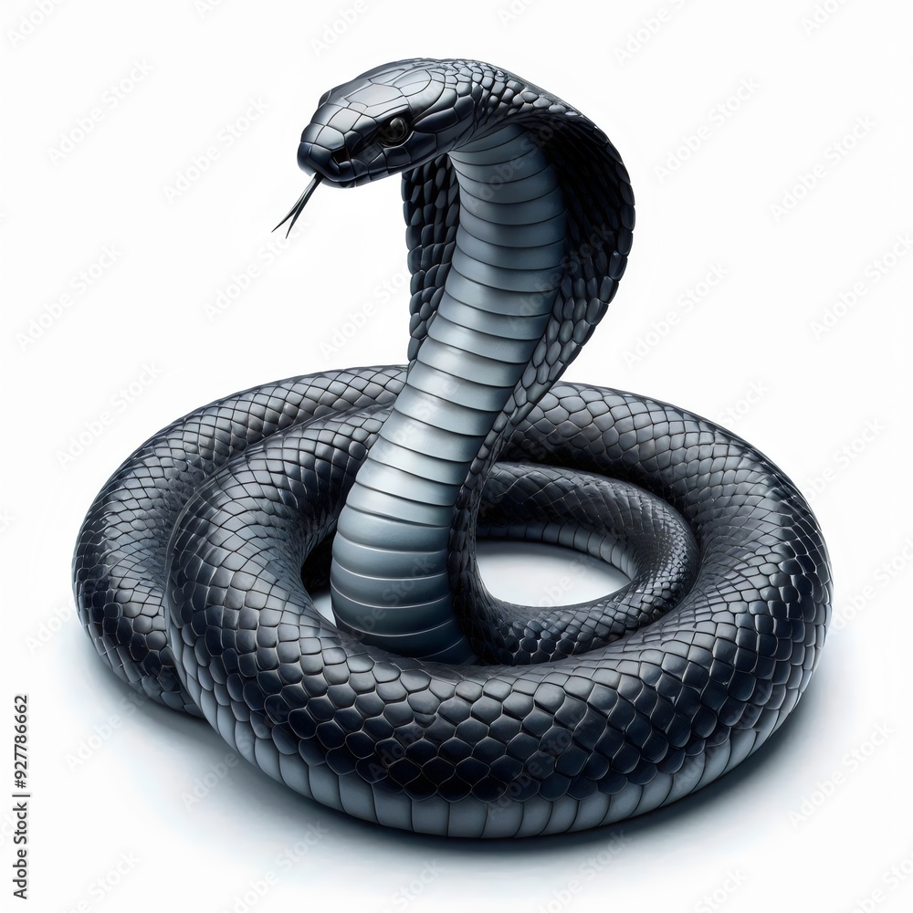 Fototapeta premium black cobra isolated on white background