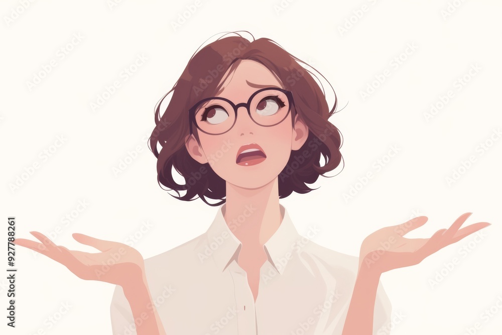 Animated Vector Illustration of a Woman with Glasses in an Animated Conversation, Wearing a White Shirt and Tie with Raised Hands
Animated Vector Illustration of a Woman with Glasses in an Animated Conversation, Wearing a White Shirt and Tie with Raised Hands