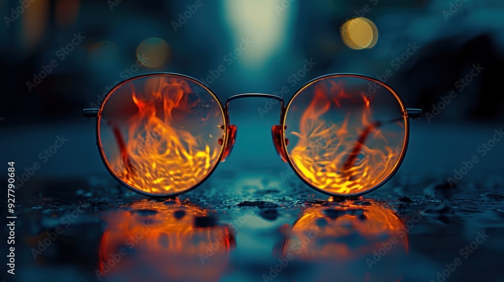 Fire Reflection in Glasses