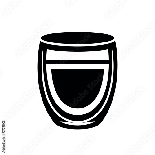 Espresso coffee cup silhouette vector illustration in black style on white background