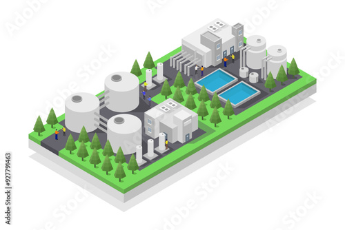 Drinking water purification plants isometric