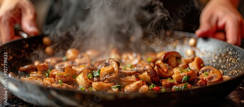 Obraz na płótnie Steaming Mushroom Stir Fry w salonie