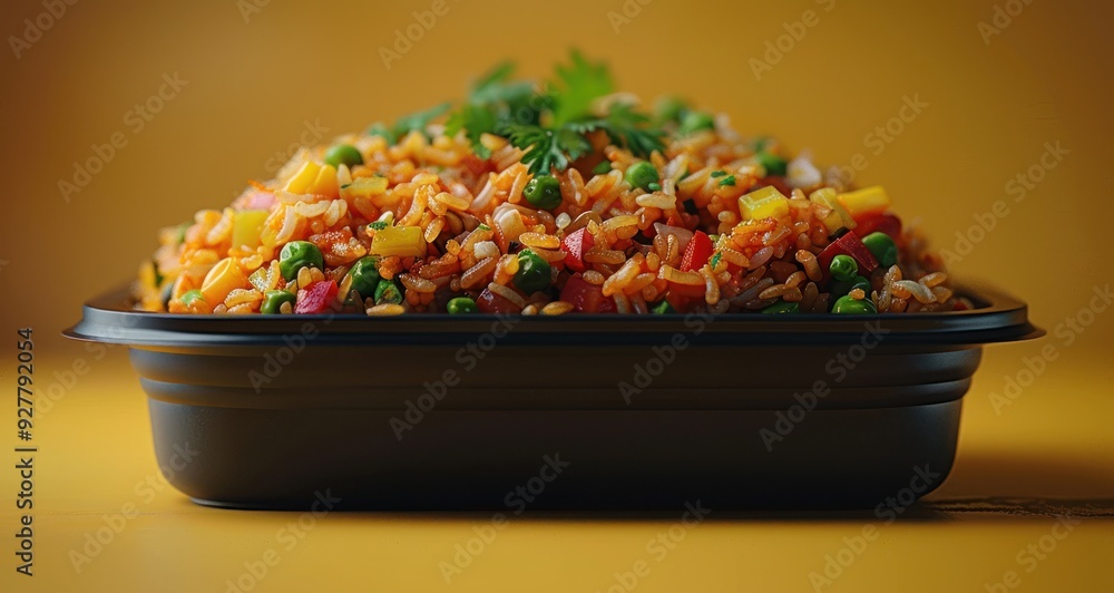 Delicious Fried Rice in a Black Container
